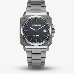 G-STAR Mens Cube Black Dial Grey Bracelet Watch GSW.508.07
