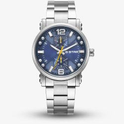 G-STAR Mens Rovic Blue Dial Silver Bracelet Watch GSW.509.05
