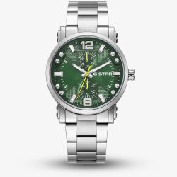 G-STAR Mens Rovic Green Dial Silver Bracelet Watch GSW.509.06