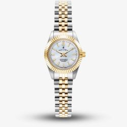 Jacques du Manoir Ladies Mini Inspiration White Mother Of Pearl Dial Two Tone Bracelet Watch JWL05102