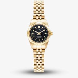 Jacques du Manoir Ladies Mini Inspiration Black Mother Of Pearl Dial Gold Tone Bracelet Watch JWL05104