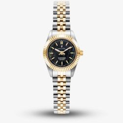 Jacques du Manoir Ladies Mini Inspiration Black Mother of Pearl Dial Two Tone Bracelet Watch JWL05105