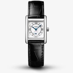 Longines Ladies Mini Dolcevita Black Leather Strap Watch L5.200.4.75.2