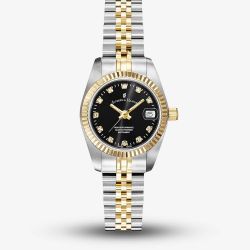 Jacques du Manoir Ladies Inspiration Elegance 26mm Black Dial Two Tone Bracelet Watch NRO.20