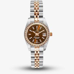Jacques du Manoir Ladies Inspiration Elegance 26mm Brown Dial Two Tone Bracelet Watch NROP.26