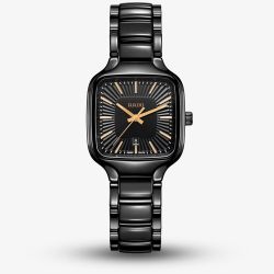 Rado Ladies True Square Black Ceramic Bracelet Watch R27080172