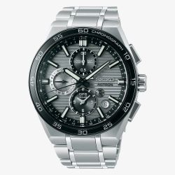 Seiko Mens Astron GPS Solar Grey Chronograph Dual Time Watch SSH177J1