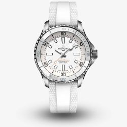 Breitling Ladies Superocean Automatic 36 White Dial & Rubber Strap Watch A17377211A1S1
