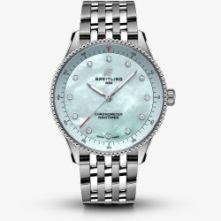 Breitling Ladies Navitimer 32 Blue Mother Of Pearl Diamond Dial Watch A77320171C1A1