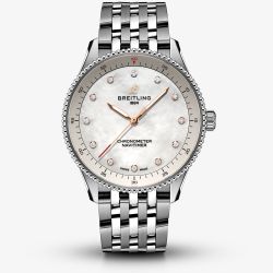 Breitling Navitimer 32 White Mother Of Pearl Diamond Dial Watch A77320E61A2A1