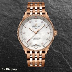 Ex-Display Breitling Ladies Navitimer 32 18ct Rose Gold White Mother Of Peal Diamond Dial Watch R77320E61A1R1