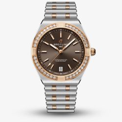 Breitling Ladies Chronomat Automatic 36 Brown Dial Stainless Steel & 18ct Rose Gold Bracelet Watch U10320591Q1U1