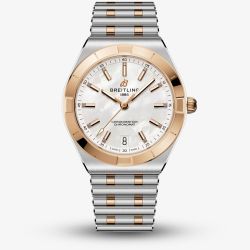 Breitling Ladies Chronomat Automatic 36 White Mother Of Pearl Dial Stainless Steel & 18ct Rose Gold Bracelet Watch U10320101A1U1