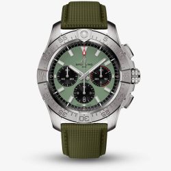 Breitling Avenger B01 Chronograph 44 Green Leather Strap Watch AB0147101L1X1