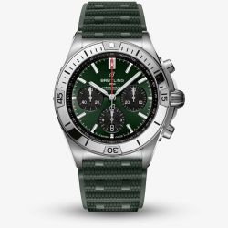Breitling Chronomat B01 42 Green Rubber Strap Watch AB0134101L2S1