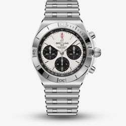 Breitling Mens Chronomat B01 42 White Dial Stainless Steel Bracelet Watch AB0158101A1A1