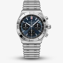 Breitling Mens Chronomat B01 42 Blue Dial Stainless Steel Bracelet Watch AB0158101C1A1