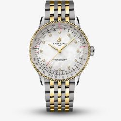 Breitling Mens Navitimer Automatic 36 Mother of Pearl Dial Diamond 18ct Yellow Gold Two Tone Bracelet Watch D173271A1A1D1