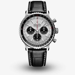 Breitling Mens Navitimer B01 Silver Chronograph 43 Watch AB0138241G1P1
