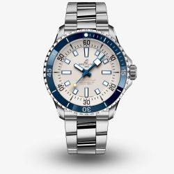 Breitling Mens Superocean Automatic 42 White Dial & Blue Bezel Watch A17375E71G1A1