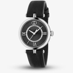 Gucci Ladies Cruise Black Leather Strap Watch YA167505