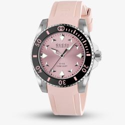 Gucci Ladies Dive Automatic Pink Rubber Strap Watch YA136408