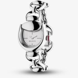 Gucci Ladies Horsebit Silver Dial Chain Bracelet Watch YA168503