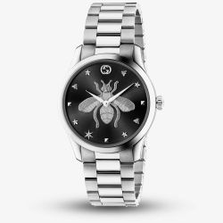 Gucci Ladies G-Timeless Black Dial Bee Motif Bracelet Watch YA1264136