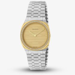 Gucci 25H Gold Diamonds Watch YA163505