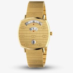 Gucci Grip Gold Plated Covered Dial Bracelet Watch YA157403