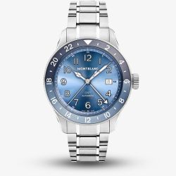 Montblanc Mens 1858 GMT Zero Oxygen Blue Dial Watch 136523