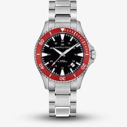 Hamilton Mens Khaki Navy Scuba Automatic Red Bezel Watch H82405130