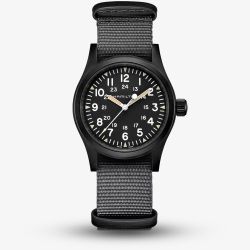 Hamilton Mens Khaki Field Mechanical Black Fabric Strap Watch H69409930