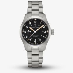Hamilton Mens Khaki Field Mechanical Power Reserve Black Dial Watch H69509140