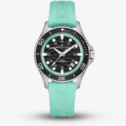 Hamilton Mens Khaki Navy Scuba Turquoise Rubber Strap Watch H82415331