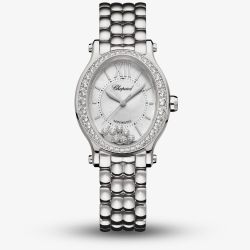 Chopard Happy Sport Silver Diamond Oval Bracelet Watch 278602-3004