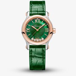 Chopard Ladies Happy Sport Green 0.14ct Diamond Watch 278573-6032