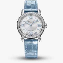 Chopard Happy Sport Diamond Light Blue Leather Watch 278608-3009