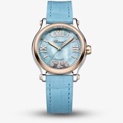 Chopard Happy Sport Blue Crystal Rose Gold Watch 278608-6013