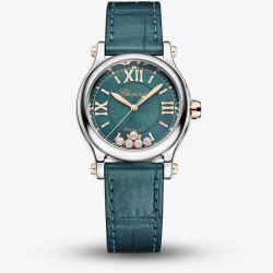 Chopard Ladies Happy Sport Teal Leather Strap Watch 278573-3030