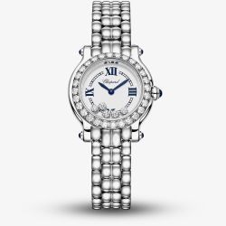 Chopard Ladies Happy Sport The First Pave Diamond Stainless Steel Bracelet Watch 278633-3002
