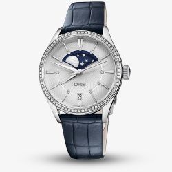 Oris Ladies Artelier Grande Lune Blue Strap Watch 01 763 7723 4951-07 5 18 66FC