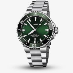 Oris Mens Aquis Date Green Automatic Bracelet Watch 01 733 7730 4157-07 8 24 05PEB