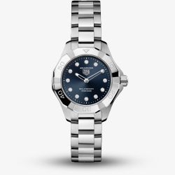 TAG Heuer Ladies Aquaracer Professional 100 Solargraph Navy Blue Dial Stainless Steel Bracelet Watch WBP141E.BA0049