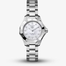 TAG Heuer Ladies Aquaracer Professional 100 Solargraph White Mother Of Pearl Dial Stainless Steel Bracelet Watch WBP141H.BA0049