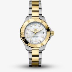 TAG Heuer Ladies Aquaracer Professional 100 Solargraph 34mm Two Colour Bracelet Watch WBP1326.BB0004