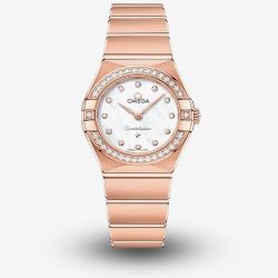 OMEGA Ladies Constellation 18ct Rose Gold Mother Of Pearl Dial Watch 131.55.25.60.55.001