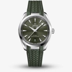 OMEGA Seamaster Aqua Terra Olive Green Rubber Strap Watch 220.12.38.20.10.001