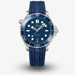 OMEGA Mens Seamaster Diver 300M Blue Dial Rubber Strap Watch 210.32.42.20.03.001