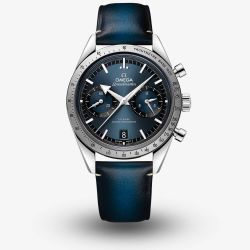 OMEGA Speedmaster 57 Co-Axial Master Chronometer Chronograph Blue Leather Strap Watch 332.12.41.51.03.001